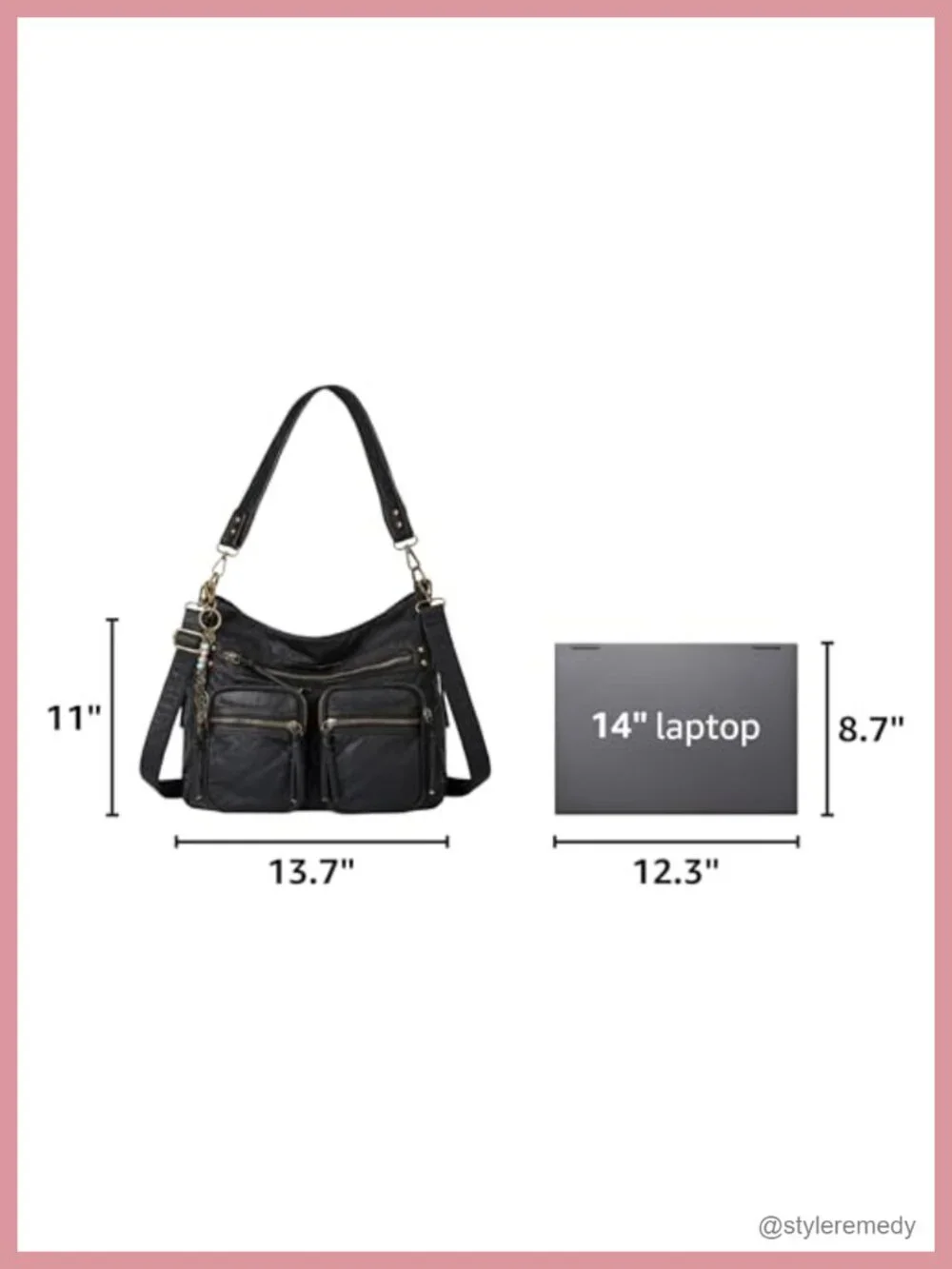 Large Hobo Crossbody Bag Faux Leather Multi Pocket Tote Purse Women